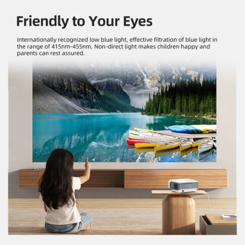 AUN A004 Pro Projecteur LCD portable 1920 x 1080P 9000 Lumen Android 9.0, prise américaine (blanc) SA501A608-016