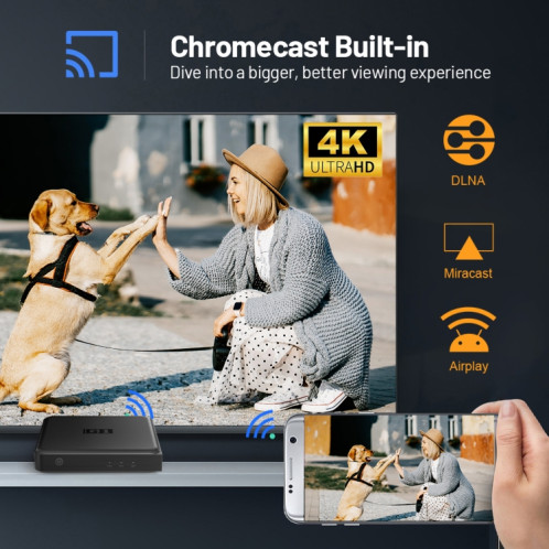 Décodeur Internet 4K HD avec processeur quad-core G1 Cortex-A55 Android 11 et télécommande, 4 Go + 32 Go () SH701A1200-012