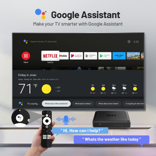 Décodeur Internet 4K HD avec processeur quad-core G1 Cortex-A55 Android 11 et télécommande, 4 Go + 32 Go () SH701A1200-012
