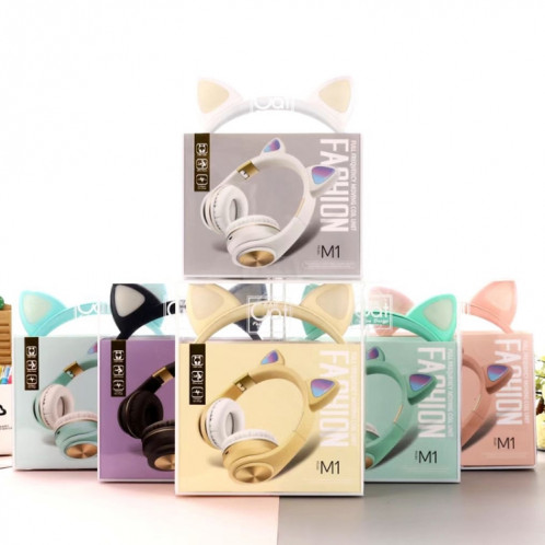 Casque de jeu sans fil Bluetooth à oreilles de chat avec lumière (bleu) SH001E905-011