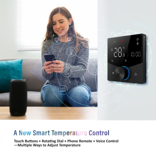 Thermostat intelligent WiFi LED pour chauffage de l'eau BHT-009GALW-MT avec Matter (noir) SH501A1770-013