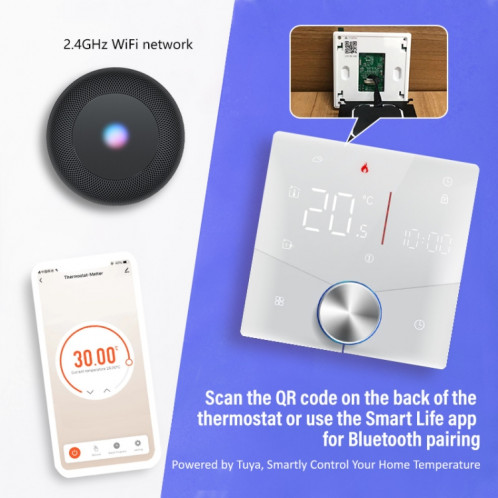 Thermostat intelligent WiFi pour chauffage de l'eau BHT-009GALW-MT à LED avec Matter (blanc) SH501B1411-013