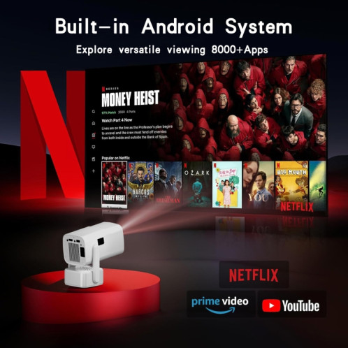 Projecteur WiFi domestique portable Y7S 720P Android 11 avec haut-parleur, processeur : Allwinner H713 () SH501B770-011