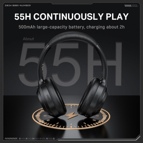 ONIKUMA GT811 Écouteurs Bluetooth sans fil à double réduction du bruit montés sur la tête (noir) SO501A1490-07