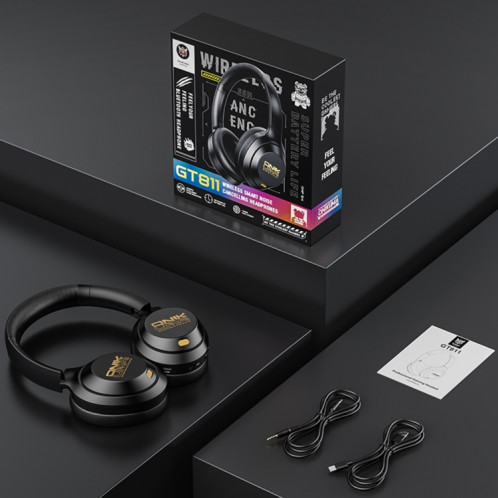 ONIKUMA GT811 Écouteurs Bluetooth sans fil à double réduction du bruit montés sur la tête (noir) SO501A1490-07