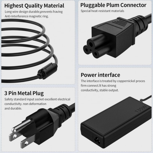 Adaptateur secteur pour ordinateur portable Lenovo 135 W 20 V 6,75 A avec prise USB, SH1601955-08