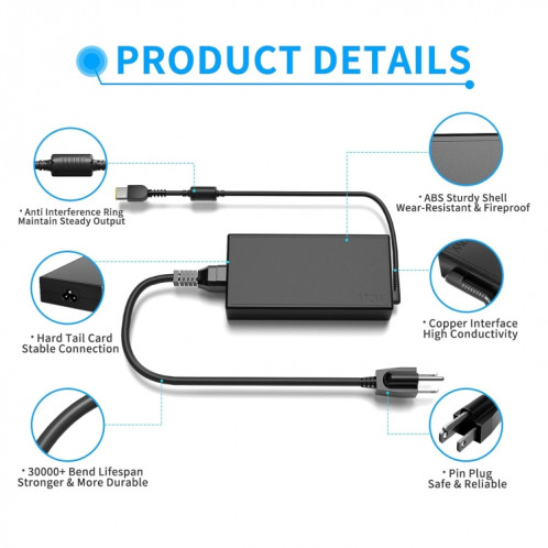 Adaptateur secteur pour ordinateur portable Lenovo 170 W 20 V 8,5 A avec prise USB, prise : prise américaine SH17021285-07