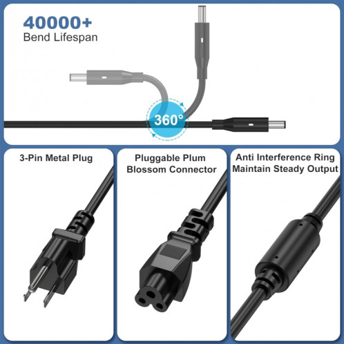 Adaptateur secteur pour ordinateur portable Dell 4,5 x 3,0 130 W 19,5 V 6,67 A, prise : SH30011806-08