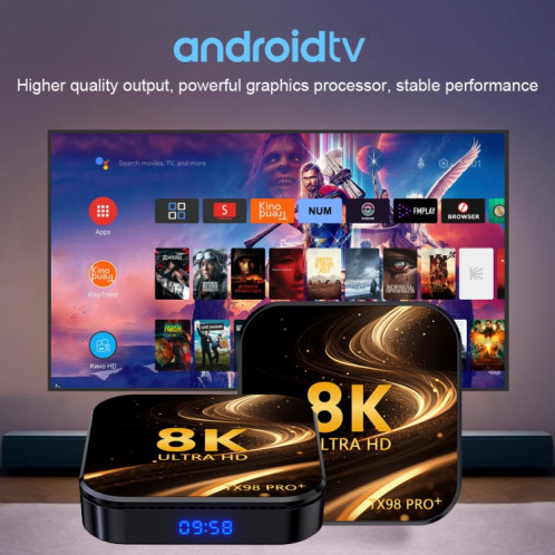 TX98 Pro+ 8K UHD Android 13 Smart TV Box avec télécommande, 4 Go + 32 Go, RK3528 Quad-Core () SH402A337-012