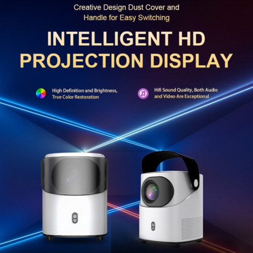 Projecteur portable T-2 1920 x 1080P 240ANSI HiSilicon 352 Android 9.0, prise américaine (blanc) SH401A663-013