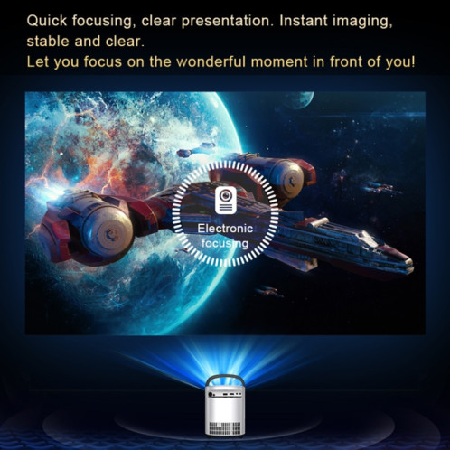 Projecteur portable T-2 1920 x 1080P 240ANSI HiSilicon 352 Android 9.0, prise britannique (blanc) SH402A1570-013
