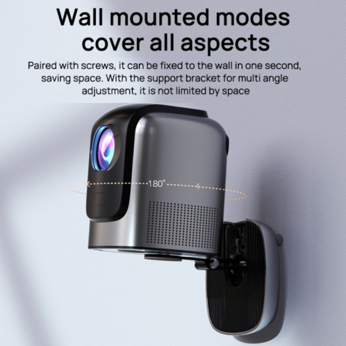 Projecteur sur pied PTZ pliable TZ-1 1080P 280ANSI HiSilicon 352 Android 9.0, prise américaine (gris) SH501A1684-012