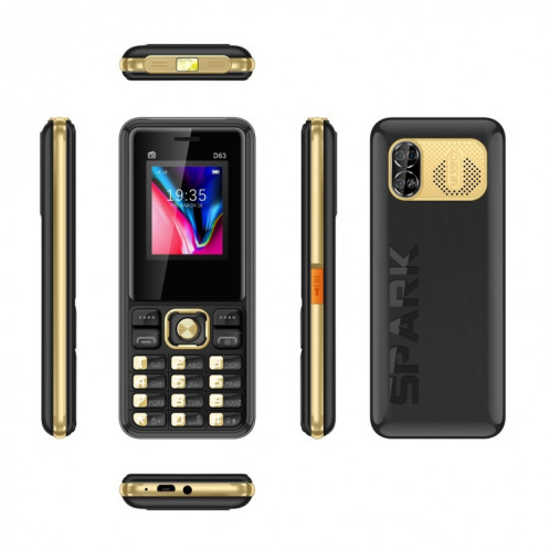 Téléphone à clavier D63 Elder, 1,77 pouces, 3600 mAh, SOS, FM, double SIM, GSM, prise : prise britannique (noir) SH803A1946-05