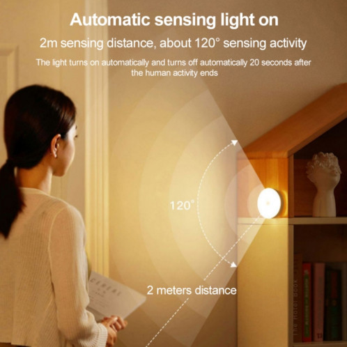Lampe de chevet intelligente à LED à induction pour le corps humain avec interrupteur (lumière blanche) SH301A776-07