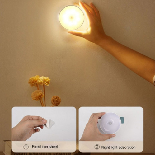 Lampe de chevet intelligente à LED à induction pour le corps humain avec interrupteur (lumière blanche) SH301A776-07