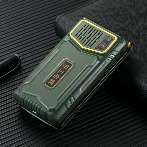 Téléphone robuste à rabat double écran M7+ 4G, 2,8 pouces à l'intérieur, 2,4 pouces à l'extérieur, batterie 6800 mAh, 24 touches, lampe de poche, réseau : 4G, double SIM, SOS, prise : prise américaine (vert) SH402B759-017