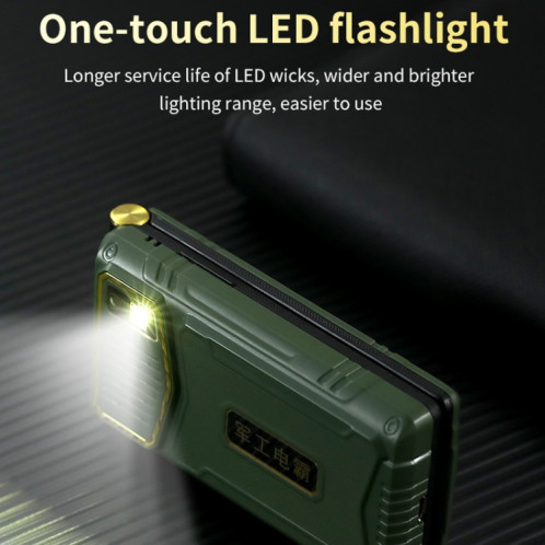 Téléphone robuste à double écran M7+ 4G, 2,8 pouces à l'intérieur, 2,4 pouces à l'extérieur, batterie 6800mAh, 24 touches, lampe de poche, réseau : 4G, double SIM, SOS, prise : (vert) SH401B1863-017