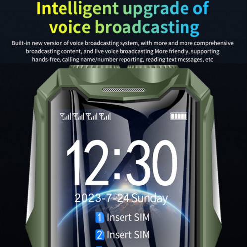 Téléphone robuste à clavier Q9-1 4G pour aînés, 3,5 pouces, 4500 mAh, 21 touches, SOS, FM, réseau : 4G, double SIM (vert) SH601B705-016