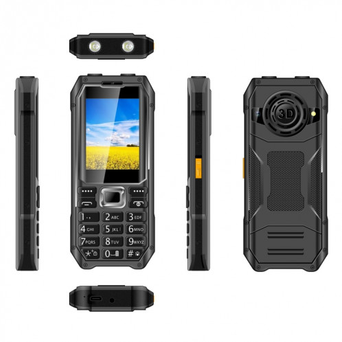 Téléphone à clavier Q6000 pour personnes âgées, 2,4 pouces, 6800 mAh, deux lampes de poche, 21 touches, SOS, FM, double SIM, GSM, prise : (noir) SH801A493-014