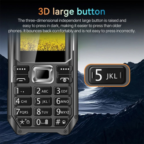 Téléphone à clavier Q6000 pour personnes âgées, 2,4 pouces, 6800 mAh, deux lampes de poche, 21 touches, SOS, FM, double SIM, GSM, prise : (noir) SH801A493-014