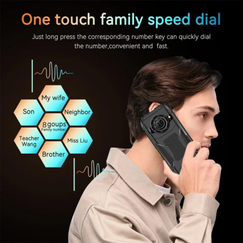 Téléphone à clavier Q6000 pour personnes âgées, 2,4 pouces, 6800 mAh, deux lampes de poche, 21 touches, SOS, FM, double SIM, GSM, prise : (noir) SH801A493-014