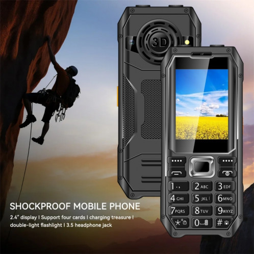 Téléphone à clavier Q6000 pour personnes âgées, 2,4 pouces, 6800 mAh, deux lampes de poche, 21 touches, SOS, FM, double SIM, GSM, prise : (noir) SH801A493-014