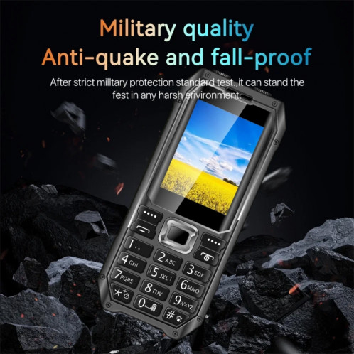 Téléphone à clavier Q6000 pour personnes âgées, 2,4 pouces, 6800 mAh, deux lampes de poche, 21 touches, SOS, FM, double SIM, GSM, prise : (noir) SH801A493-014