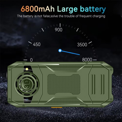 Téléphone à clavier Q6000 pour personnes âgées, 2,4 pouces, 6800 mAh, deux lampes de poche, 21 touches, SOS, FM, double SIM, GSM, prise : prise américaine (vert) SH802B882-014