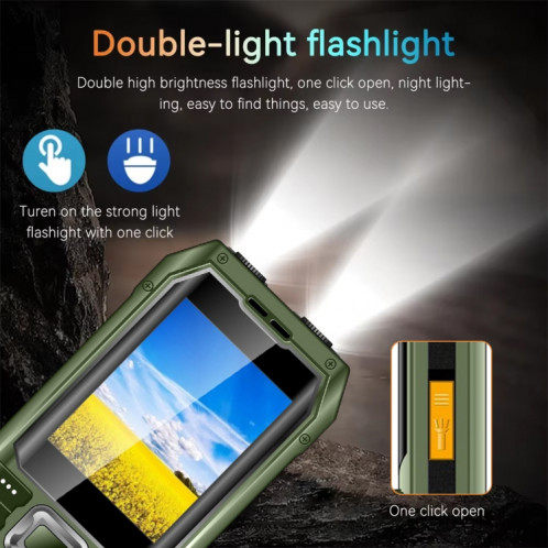 Téléphone à clavier Q6000 pour personnes âgées, 2,4 pouces, 6800 mAh, deux lampes de poche, 21 touches, SOS, FM, double SIM, GSM, prise : prise britannique (vert) SH803B307-014