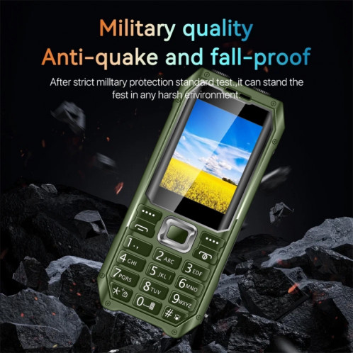 Téléphone à clavier Q6000 pour personnes âgées, 2,4 pouces, 6800 mAh, deux lampes de poche, 21 touches, SOS, FM, double SIM, GSM, prise : prise britannique (vert) SH803B307-014
