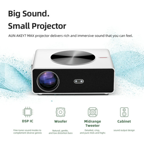 Projecteur LCD Android AUN AKEY7 MAX 1920x1080P HD Prise UE (Blanc) SA803A1867-016