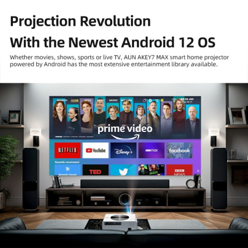 Projecteur LCD Android HD AUN AKEY7 MAX 1920x1080P Prise britannique (blanc) SA802A14-016