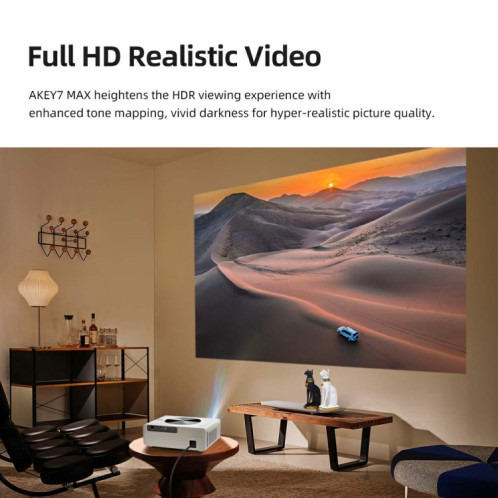 Projecteur LCD Android AUN AKEY7 MAX 1920x1080P HD Prise UE (Blanc) SA803A1867-016