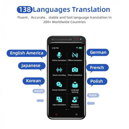 VORMOR Z6 Traducteur intelligent AI avec écran tactile HD de 5,0 pouces 139 langues avec traduction hors ligne / traduction de photos SH41021121-09
