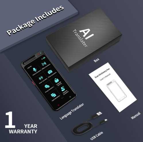 VORMOR Z6 Traducteur intelligent AI avec écran tactile HD de 5,0 pouces 139 langues avec traduction hors ligne / traduction de photos SH41021121-09