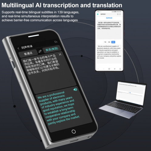 A70 Traducteur intelligent AI avec écran tactile HD de 5,0 pouces 139 langues avec traduction hors ligne / traduction de photos SH4162296-012