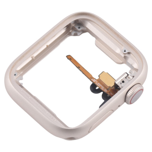 Pour Apple Watch Series 7/8/9 45MM LTE Cadre central en alliage d'aluminium avec câble flexible Crown Spin Axis (Starlight) SH502B369-06