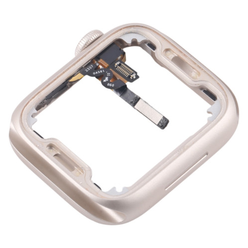Pour Apple Watch Series 7/8/9 41MM GPS Cadre central en alliage d'aluminium avec câble flexible d'axe de rotation de couronne (Starlight) SH503B1488-06
