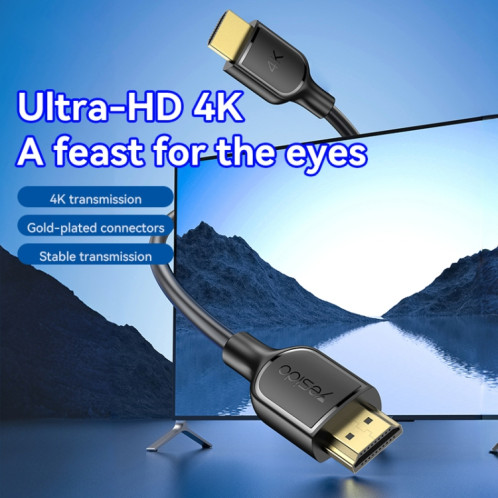 Câble d'extension HDMI HD 4K 30 Hz Yesido HM16, longueur : 1,8 m (noir) SY101A426-011