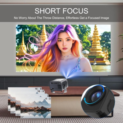 Projecteur intelligent A10 Plus 1280 x 720P 4000 lumens Amlogic H713 CPU Android 11.0, prise britannique (gris métal) SH402A78-08