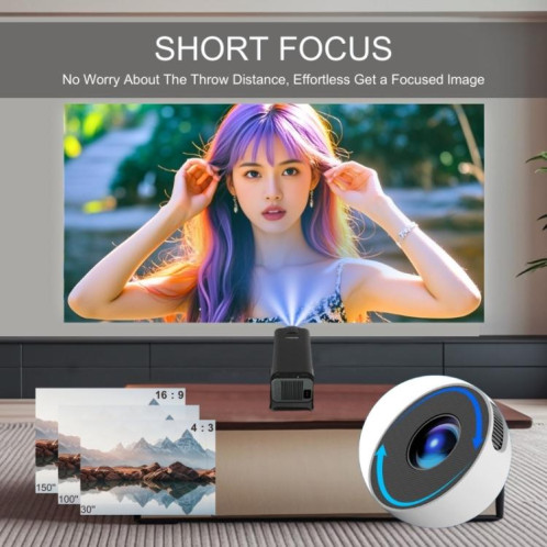 Projecteur intelligent M10 1280 x 720P 200ANSI Amlogic H713 CPU Android 11.0, prise britannique (blanc) SH403A1821-09