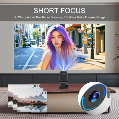 Projecteur intelligent M10 Plus 1280 x 720P 200ANSI Amlogic H713 CPU Android 11 avec support, (gris métal) SH702A633-09