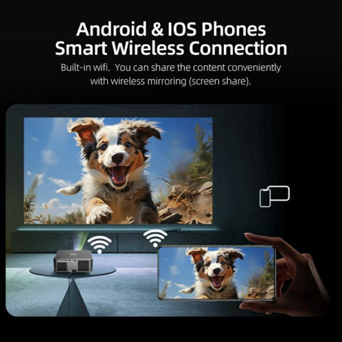Projecteur intelligent Home Cinéma AUN U002 1920x1080P 970ANSI Android 12, prise britannique (gris foncé) SA202A1791-014