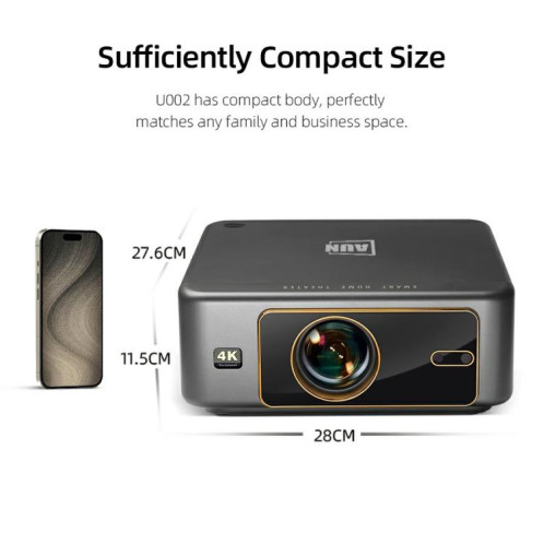 Projecteur intelligent Home Cinéma AUN U002 1920x1080P 970ANSI Android 12, prise britannique (gris foncé) SA202A1791-014