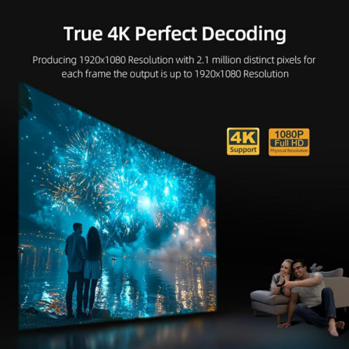 Projecteur intelligent Home Cinéma AUN U002 1920x1080P 970ANSI Android 12, prise britannique (gris foncé) SA202A1791-014