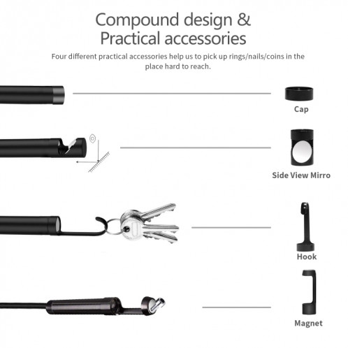 Endoscope numérique à double caméra 8mm 1080P IP68 étanche à écran de 4,3 pouces, longueur de ligne: 5m SH39011441-010