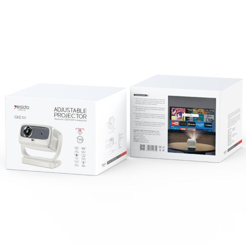 Projecteur intelligent Yesido TV13 1280x720P 190ANSI Android 9.0 Series, prise : prise britannique (beige) SY902A1108-014