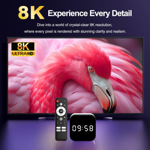 H96Max 8K UHD Android 14 Smart TV Box avec télécommande, 2 Go + 16 Go, Allwinner H728 Octa-Core () SH601A625-013