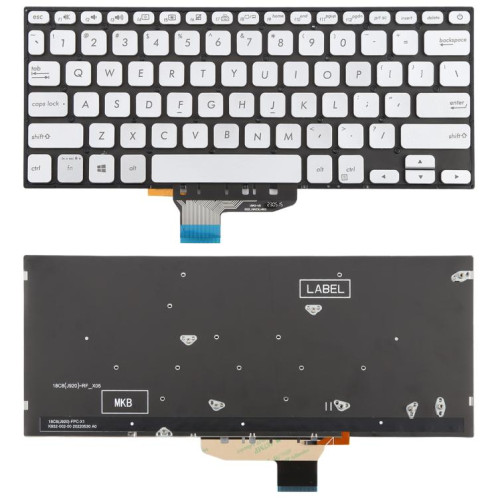 Clavier rétroéclairé pour ordinateur portable Asus VivoBook S14 K430 A430 X430 S403 S4300F S4300U (version américaine) (argent) SH901B894-05