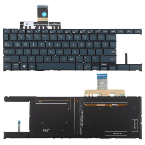 Clavier rétroéclairé pour ordinateur portable, version américaine, touches directionnelles rectangulaires pour Asus Zenbook Duo 14 UX482 UX482E UX4100E UX482J (bleu) SH301A260-05